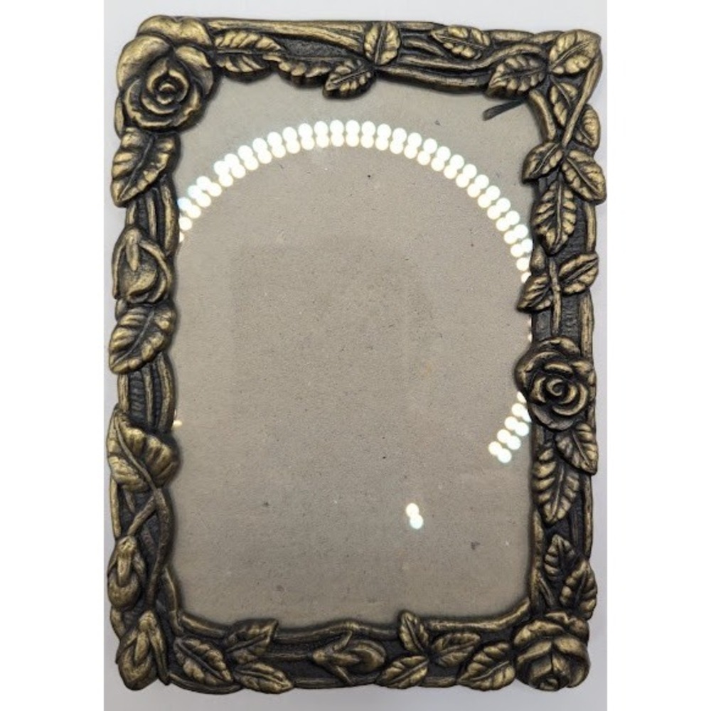 Weston Gallery Vintage Ornate Gold Rose Flower Brass Picture Frame Tabletop
